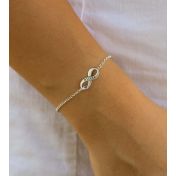 Unendlichkeit Geburtsstein-Armband mit Gravur [Sterlingsilber]