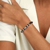 Bracelet Infini Onyx Noir avec Prénoms pour Femme [Argent 925]