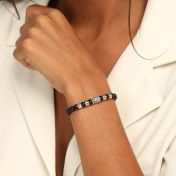 Unendlichkeit Armband aus Onyx mit Gravur [Sterlingsilber]