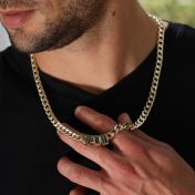 Infinity Charm Cuban Link Chain With Names - 18K Gold Plated