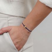 Ties of Heart Initial Bracelet - Blue Cord [14 Karat Gold]