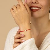 Ties of Heart Initial Bracelet - Red Cord [14 Karat Gold]