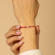 Ties of Heart Initial Bracelet - Red Cord [14 Karat Gold]