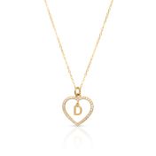 Crystal Heart Initial Necklace [18K Gold Plated]