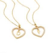 Crystal Heart Initial Necklace [18K Gold Plated]