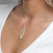 Open Leaf Initial and Birthstone Necklace [Sterling Silver]