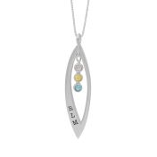 Open Leaf Initial and Birthstone Necklace [Sterling Silver]