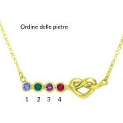 Collana Nodi del Cuore con Pietra di Nascita [Placcata Oro 18kt]