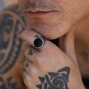 Mens Sterling Silver Ring by Talisa - Black Onyx Rings