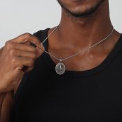 Kompass Kette mit Gravur aus Sterlingsilber für Herren
