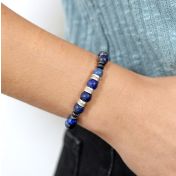Blue Lapis Lazuli Name Bracelet with Hematite stones