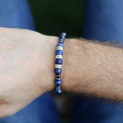 Lapis Lazuli and Hematite Men Name Bracelet - Sterling Silver
