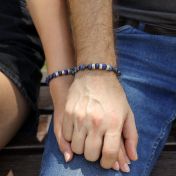 Lapis Lazuli and Hematite Men Name Bracelet - Sterling Silver