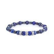 Lapis Lazuli and Hematite Men Name Bracelet - Sterling Silver