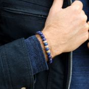 Lapis Lazuli Mannen Naam Armband - 18K Goud Vermeil