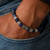 Nazar Auge Herrenarmband aus Lapislazuli mit Gravur