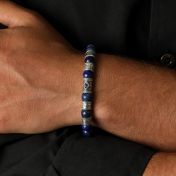 Nazar Auge Herrenarmband aus Lapislazuli mit Gravur