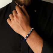 Nazar Auge Herrenarmband aus Lapislazuli mit Gravur
