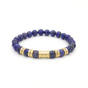 Bracelet Infini Lapis-Lazuli avec Prénoms pour Femme - Plaqué Or 18ct
