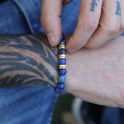 Lapis Lazuli Mannen Naam Armband - 18K Goud Vermeil