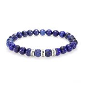 Lapis Lazuli Women Name Bracelet with Diamonds [Sterling Silver]