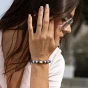 Lapis Lazuli Women Name Bracelet with 1 ct Diamond [18K Gold Plated]