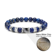 Herrenarmband aus Lapis Lazuli mit Nano-Bibel und Gravur