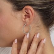 Large Beaded Hoop Earrings [Sterling Silver]