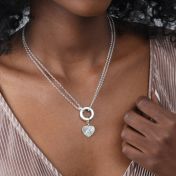 Large Heart Charm with Crystal [Sterling Silver]