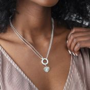 Large Heart Charm with Crystal [Sterling Silver]