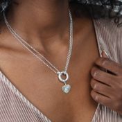 Large Heart Charm with Crystal [Sterling Silver]