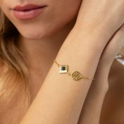 Lebensbaum Namensarmband mit Nano Bibel [750er Gold Vermeil]