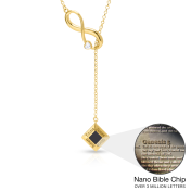 Lariat Infinity Diamond Necklace with Nano Bible [18K Gold Vermeil]