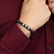 Lava and Amethyst Name Bracelet - Sterling Silver