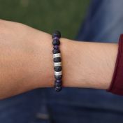 Lava and Amethyst Name Bracelet - Sterling Silver