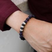 Lava and Amethyst Name Bracelet - Sterling Silver