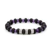 Lava and Amethyst Name Bracelet - Sterling Silver