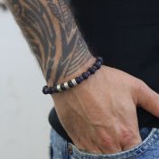 Lava and Amethyst Name Bracelet - Sterling Silver