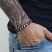 Lava en Jaspis Naam Armband - Sterling Zilver