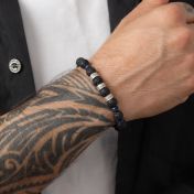 Pulsera de Piedra de Lava y Lapislázuli con Nombre - Plata de Ley