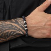 Pulsera de Piedra de Lava y Lapislázuli con Nombre - Plata de Ley