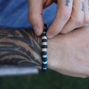 Lava and Turquoise Howlite Name Bracelet - Sterling Silver