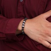 Bracciale con Nome in Pietra Lavica e Diaspro Sangue di Drago - Argento 925