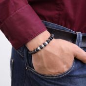 Lava and Bloodstone Jasper Name Bracelet - Sterling Silver