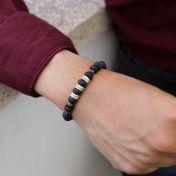 Bracciale con Nome in Pietra Lavica e Diaspro Sangue di Drago - Argento 925