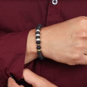 Lava and Bloodstone Jasper Name Bracelet - Sterling Silver