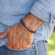 Pulsera de Piedra de Lava y Lapislázuli con Nombre - Plata de Ley