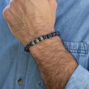 Pulsera de Piedra de Lava y Lapislázuli con Nombre - Plata de Ley