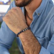 Pulsera de Piedra de Lava y Lapislázuli con Nombre - Plata de Ley