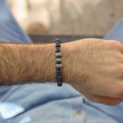 Pulsera de Piedra de Lava y Lapislázuli con Nombre - Plata de Ley